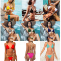 Summer Bandage Cross Girls Diamond Bikinis Fringe Bathing Suit Sexy Shiny Bikini Swimwear for Women